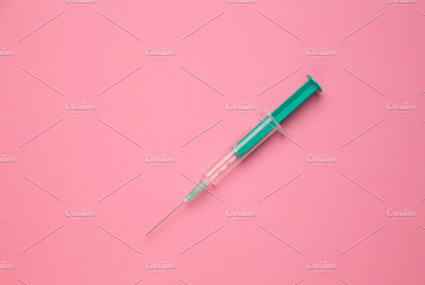 Medical Syringe on Colorful Mockup