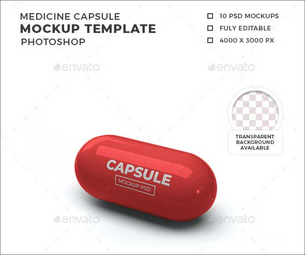 Medicine Capsule Mockup Template Set