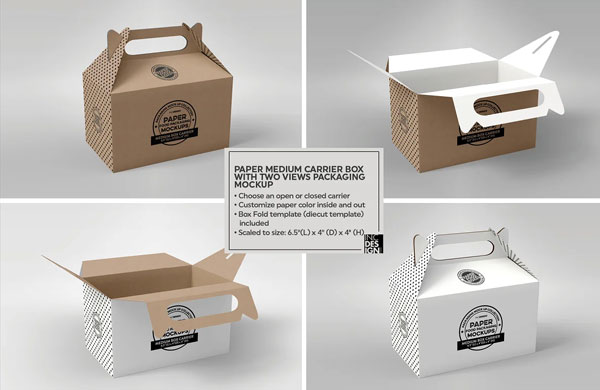 Medium Cake Box Carrier Packaging Mockup