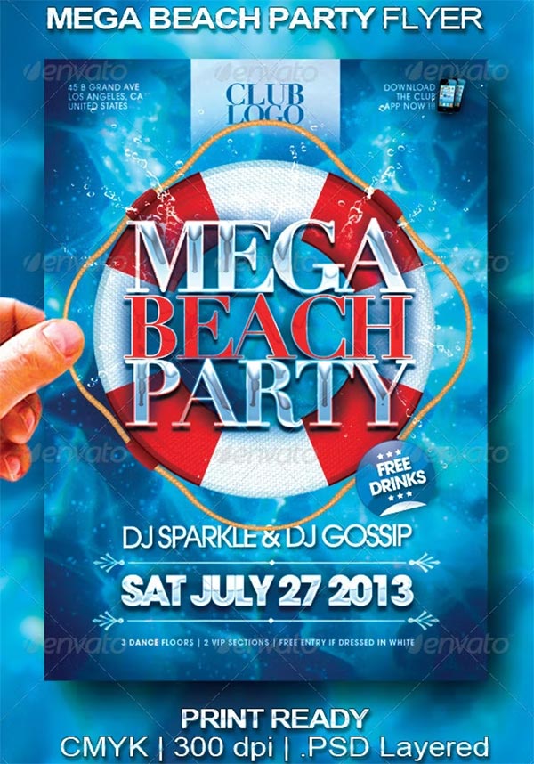 Mega Beach Party Flyer Template