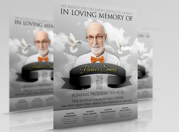 Memorial and Funeral Program Flyer Template Download