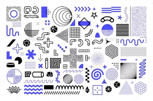 Memphis Geometric PSD Shapes Design