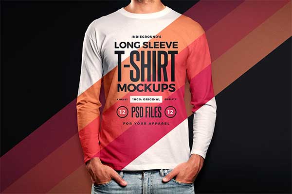 Men Long Sleeve T-Shirt Mockups