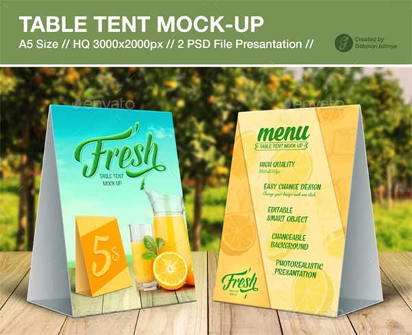 Menu Table Tent Mock-Up