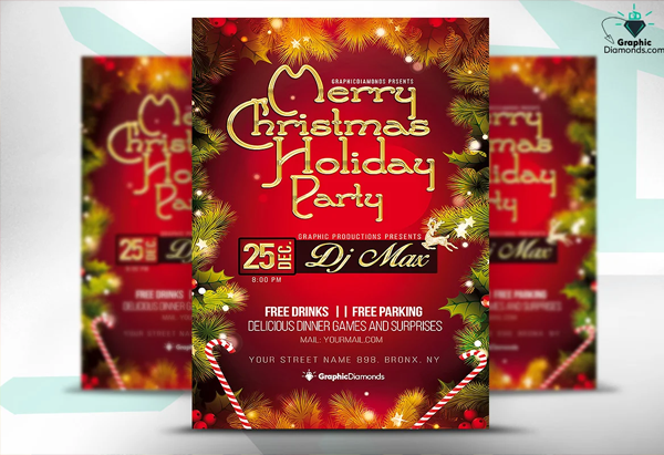 Merry Christmas Holiday Party Flyer