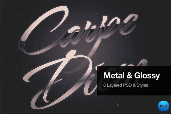 Metal & Glossy 3D Photoshop Text Effects