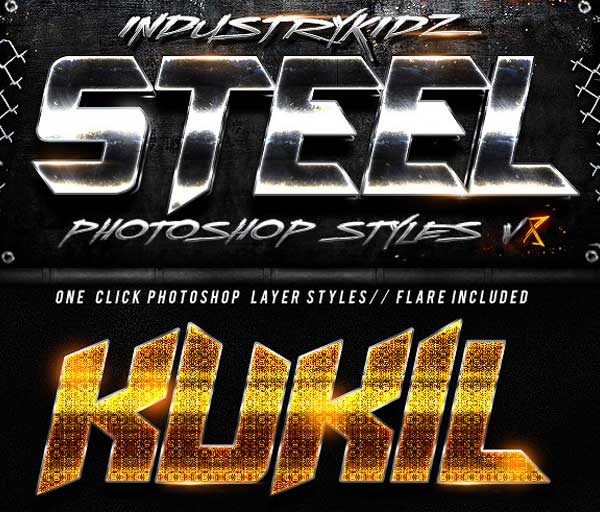 Metal Photoshop Layers Styles With 3D Effect