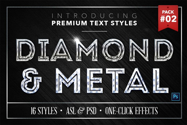 Metal and Diamond Layer Text Styles for Photoshop