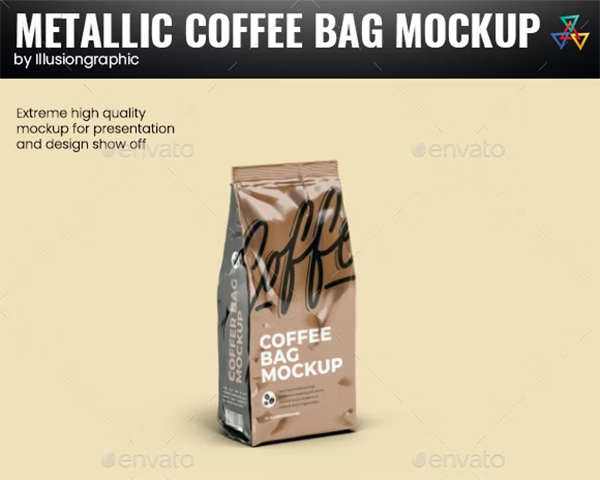 Metallic Coffee Bag Mockup