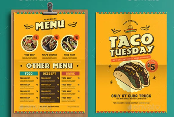 Mexican Food Menu And Promotional Flyer