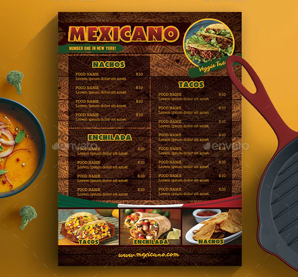 Mexican Food Menu PSD Flyer Template