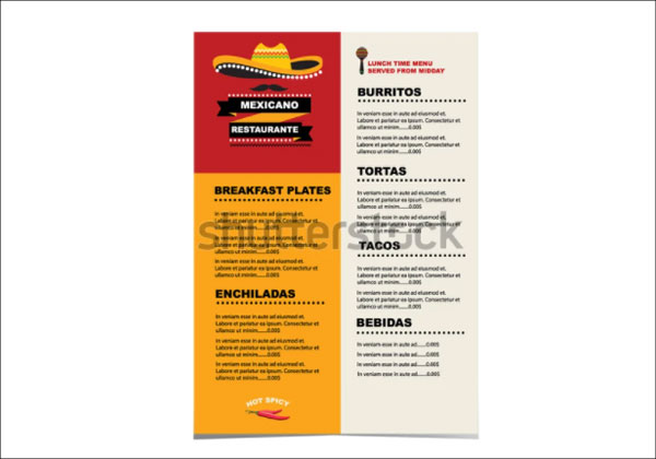 Mexican Restaurant Cafe Menu Flyer Template