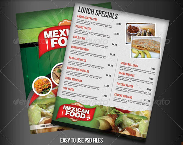Mexican Restaurant Menu Flyer Template