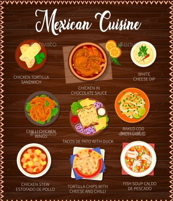 Mexican Restaurant Menu with Seafood Flyer