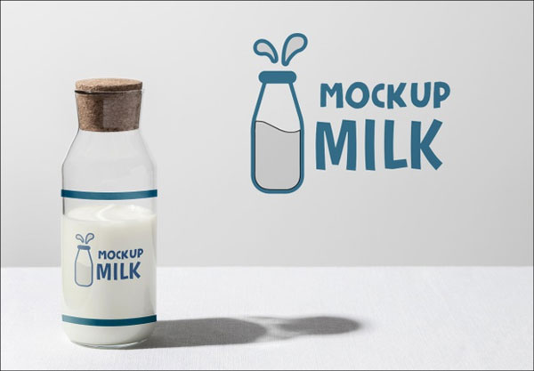 Milk Bottle Concept Mock-up Free Psd