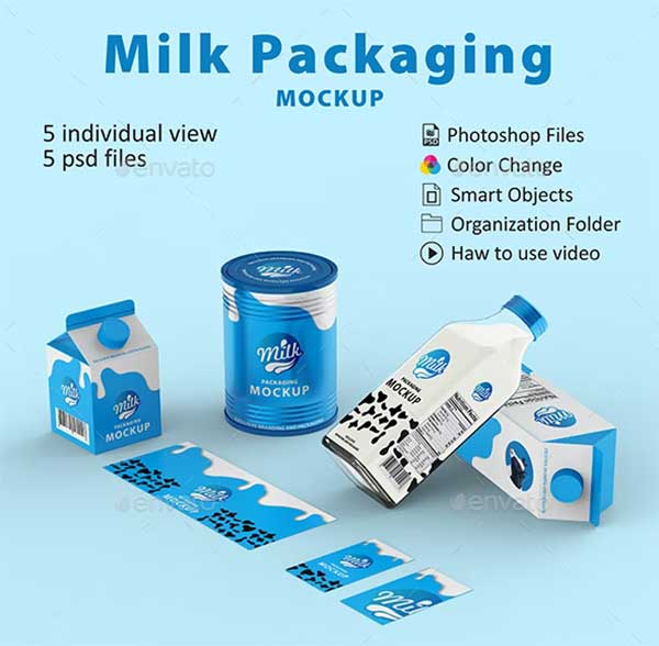 Milk Bottle Packaging Mockups