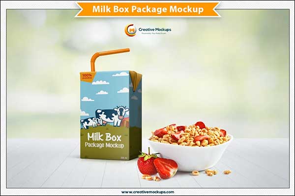 Milk Box Package Mockup Template
