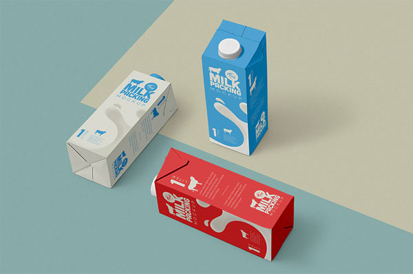Milk Carton Mockup Free PSD