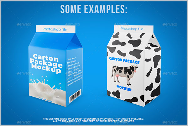 Milk Carton Package PSD Mockup