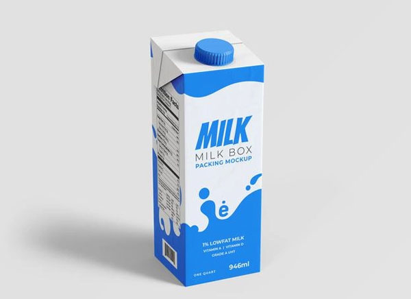 Milk Cartoon Box Mockup Free Psd