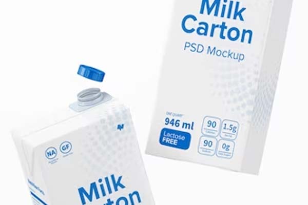 Milk Cartoon Mockup Free Psd