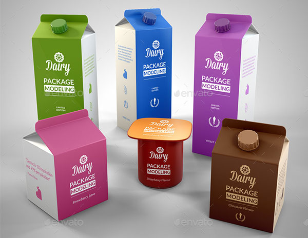 Milk Dairy Branding Carton Package Mock-up