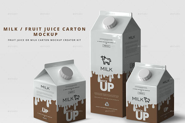 Milk Fruit Juice Carton Mockup