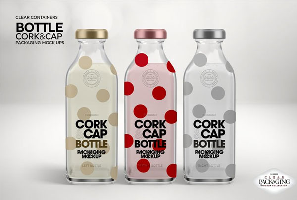 Milk and Juice Cork & Cap Bottle Mockups