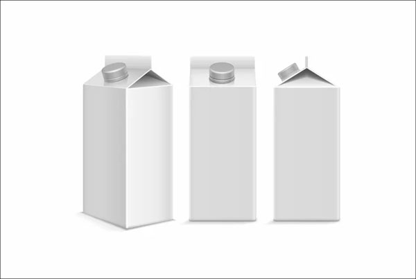 Milk or Juice White Carton Package Box Mockups