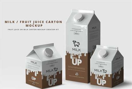 Milk and Fruit Juice Carton Mockup Kit