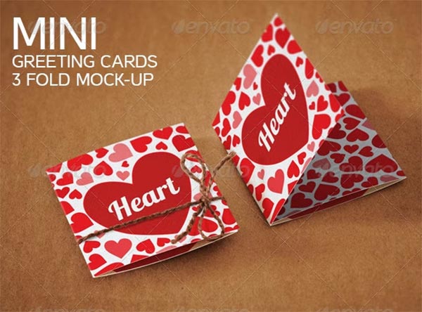 Mini Greeting Cards 3 fold Mock-up