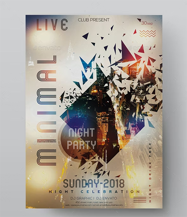 Minimal Sound DJ Party Poster Template