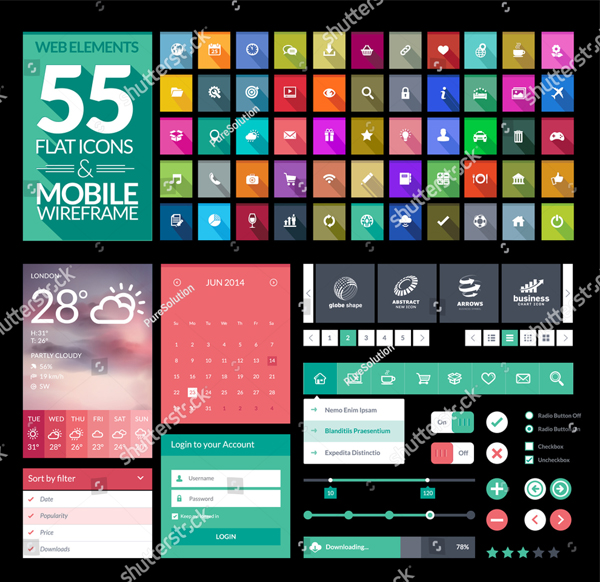 Mobile App and Website Design Buttons