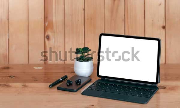 Mockup Creative Workspace Tablet Keyboard