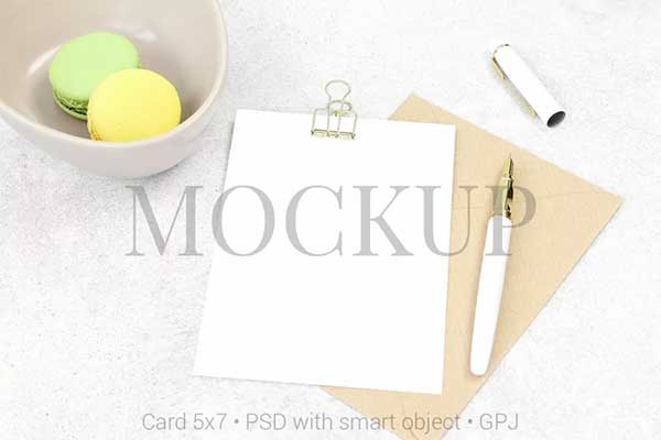 Mockup Invitation Card with Ballpoint Pen