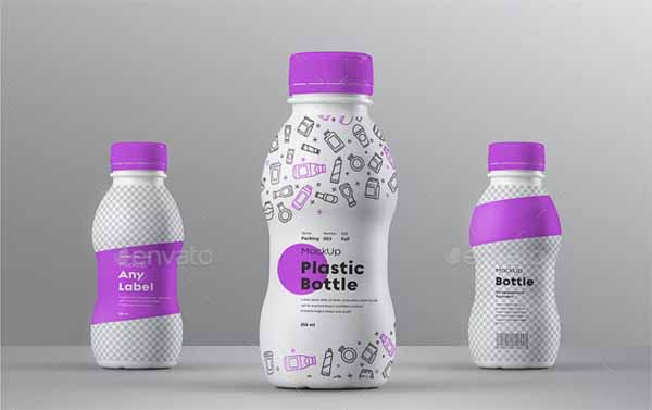 Mockup of a Plastic Small Plastic Milk Bottle