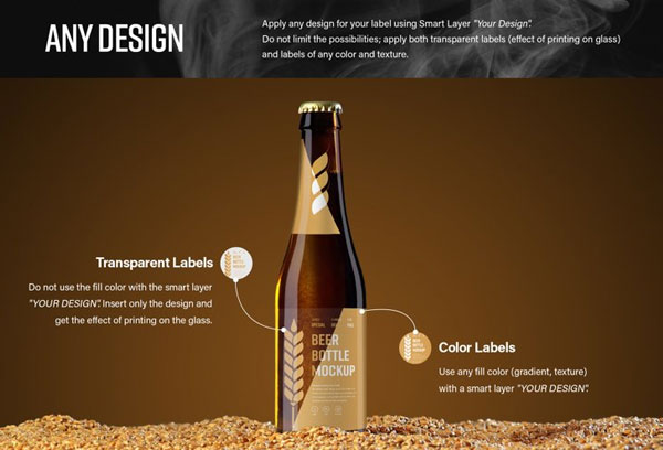 Mockups of Glass Beer Bottle