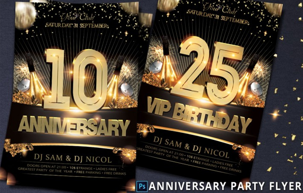 Modern Anniversary and Birthday Party Flyer