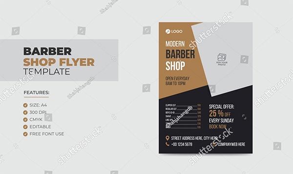 Modern Barbershop Editable Flyer Design