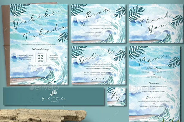 Modern Beach Wedding Invitations Kit