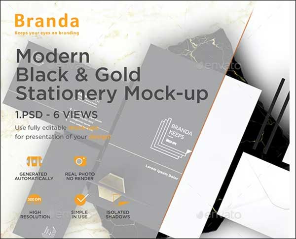 Modern Black & Gold Stationery Mock-up