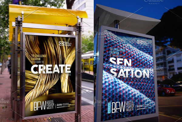 Modern Bus Shelter Poster Mockups
