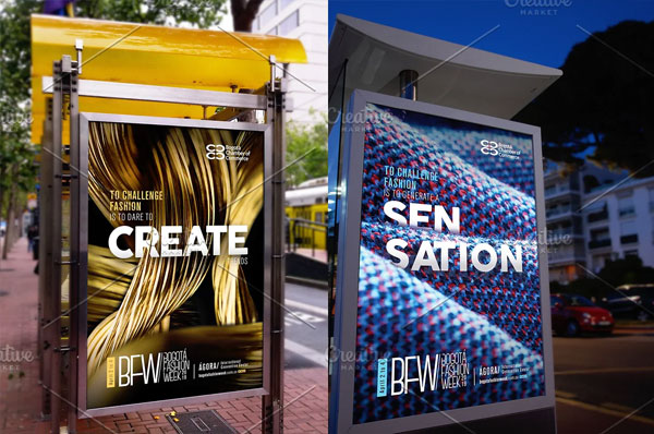Modern Bus Stop Poster Mockup Design