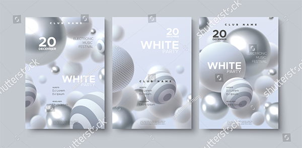 Modern Club White Party Flyer Template
