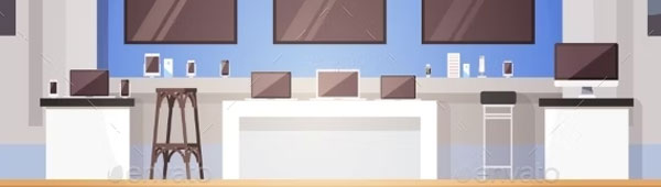 Modern Electronics Store Shop Interior Banner