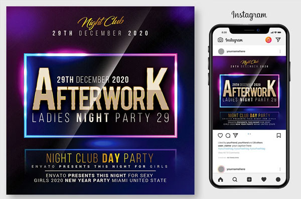 Modern Glow Party Flyer Template