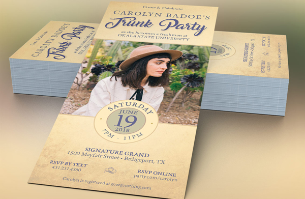 Modern Retro Trunk Party Flyer Template
