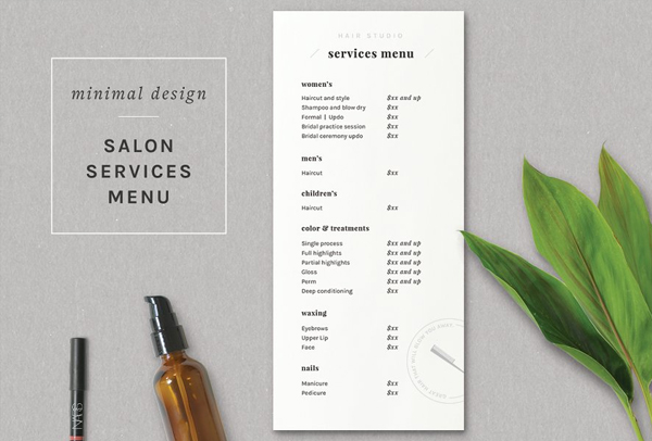 Modern Salon Price List Template