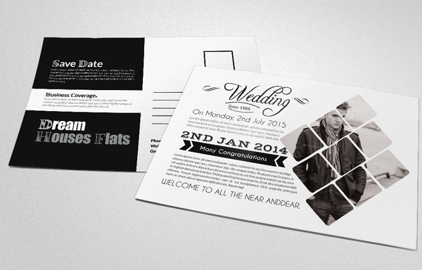 Modern Save The Date Wedding Postcard Template