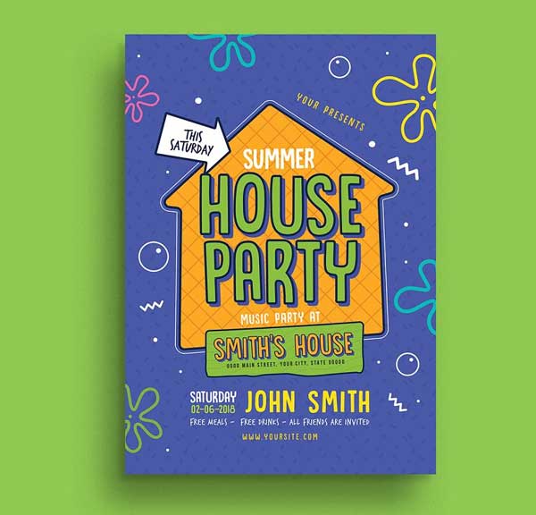 Modern Summer House Party Flyer Template